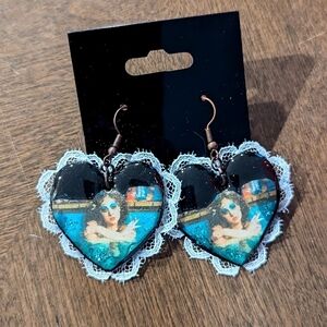 Chappell Roan My Kink is Karma Handmade Heart Earrings 🖤 (small w lace trim)